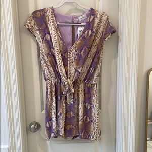 Adrienne Purple and Beige Snake Print Dress